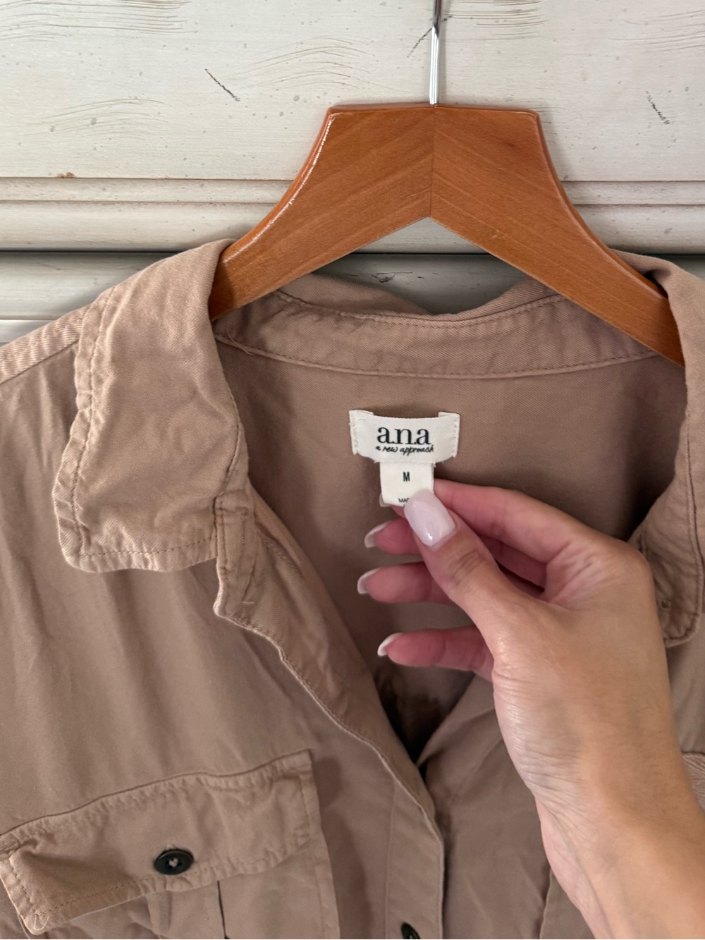 Beige Cotton Button Shirt - Picture 4 of 5